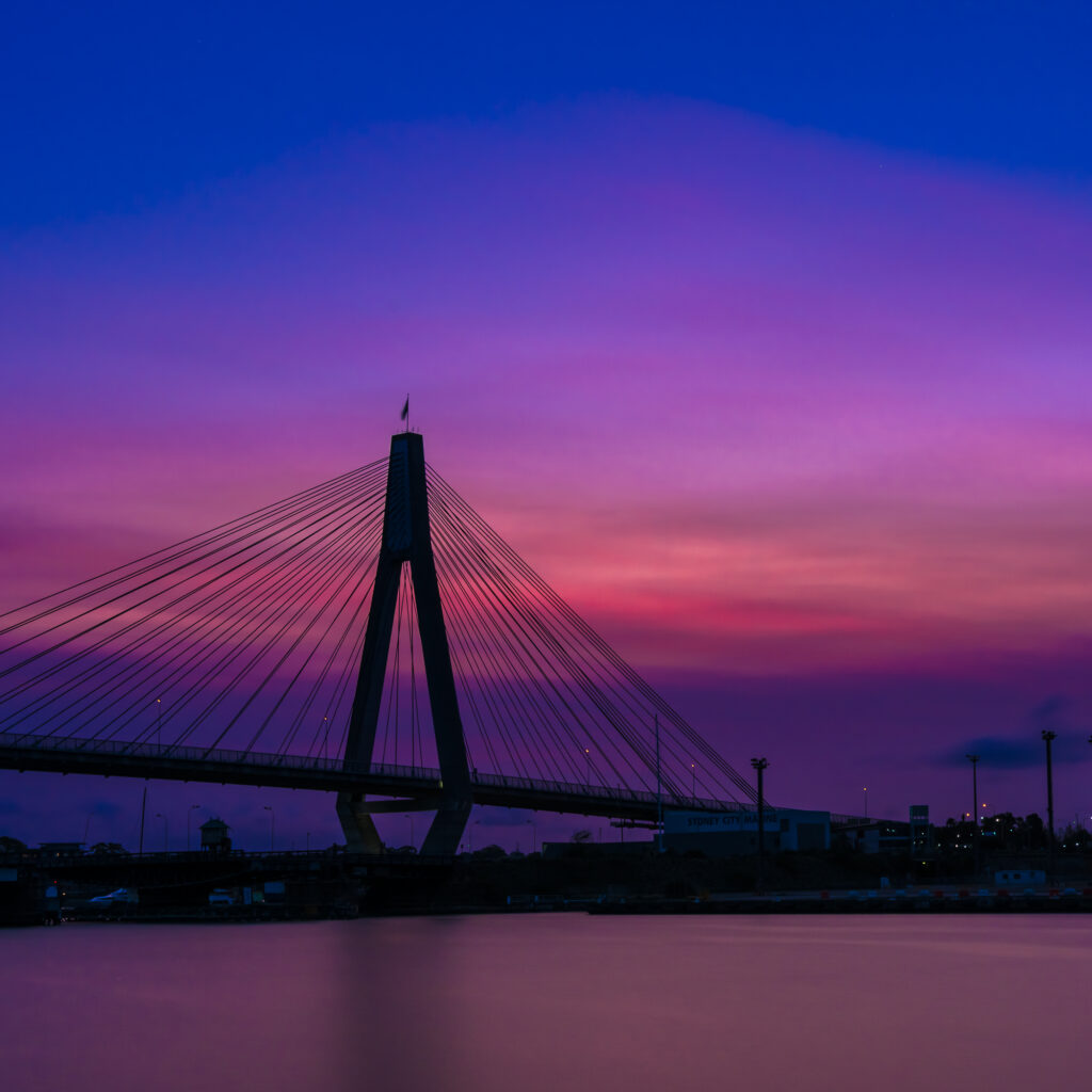 Long exposure photograph of sunrise over water, Sydney, Australia